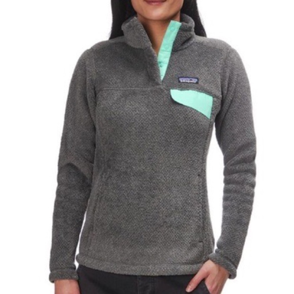 Patagonia Gray Women's Sweater with Mint Accents